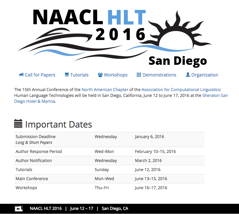 NAACL 2016 | Diego, CA